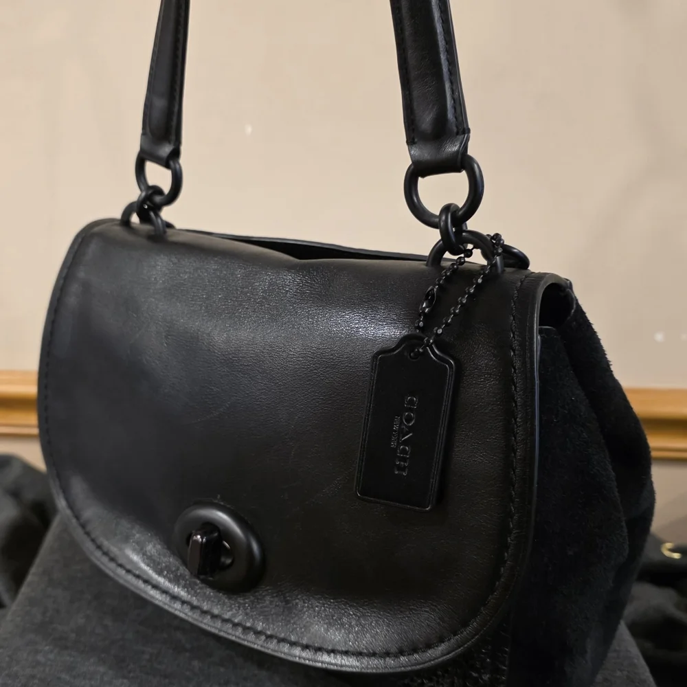 COACH FAYE CARRYALL Black  Leather & Suede Satchel. NO CALLOUTS. EUC - Picture 4 of 16